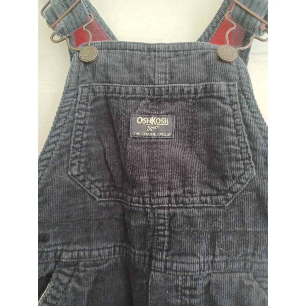 OshKosh B'Gosh VestBak navy corduroy overalls 3T flannel lined classic unisex